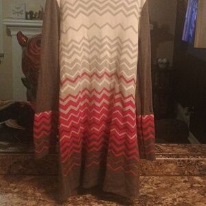 Girls Sweater Dress Size Large U Nit Gray Pink White